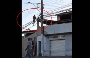 Atualização; Homem escala poste em tentativa de fuga da Polícia Militar em Itabira