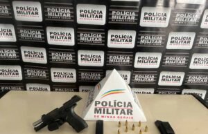 Polícia Militar prende jovem de 22 anos e apreende pistola, munições e carregadores em Rio Piracicaba Divulgação: 17 Cia PM Ind – Rio Piracicaba