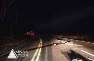 Motociclista e garupa ficam gravemente feridos após colisão com ônibus na BR-381 em Bela Vista de Minas
