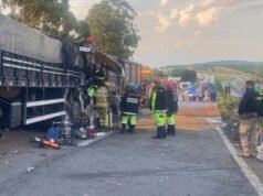 Vídeo; Motorista fica preso às ferragens após colisão entre carretas na BR-381
