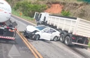 Vídeo; BR-381 registra nova colisão no Corte de Pedras, em São Gonçalo do Rio Abaixo