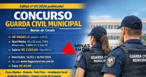 Barão de Cocais abre concurso da Guarda Municipal com 48 vagas e salário de R$ 2,6 mil