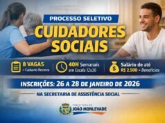 Prefeitura de João Monlevade abre Processo Seletivo Simplificado para Cuidador Social