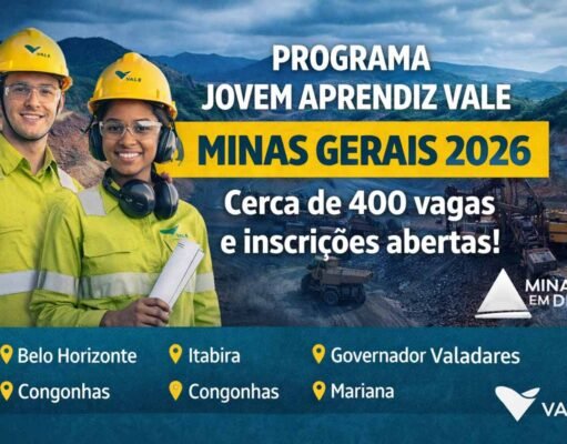 Inscrições abertas! Vale abre Programa Jovem Aprendiz 2026 com vagas em Minas Gerais e outros Estados