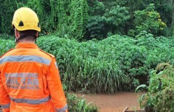 João Monlevade; Bombeiros monitoram nível de córrego no bairro Cruzeiro Celeste após fortes chuvas