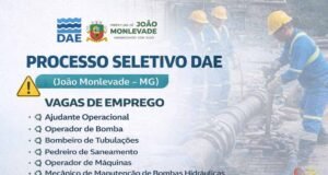 DAE de João Monlevade abre processo seletivo com vagas em diversas áreas operacionais
