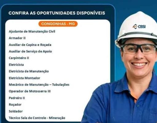 CBSI abre diversas vagas de emprego em Congonhas com oportunidades em várias áreas