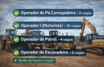 Dezenas de vagas para operadores de máquinas e motoristas em Barão de Cocais, São Gonçalo, Santa Bárbara, João Monlevade e região, saiba como enviar o seu currículo