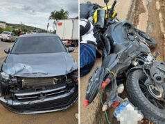 Vídeo; Acidente entre carro e motocicleta deixa ferido na BR-381 próximo à Chácara Buriam