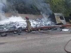 Vídeo; Colisão na BR-381 incendeia carga inflamável; motorista desaparece. Confira detalhes do resgate e ações ambientais