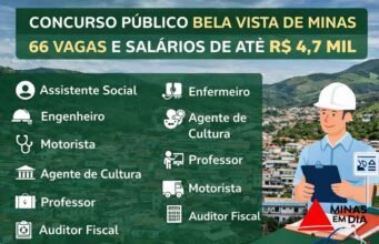 Bela Vista de Minas abre concurso público com 66 vagas e salários de até R$ 4,7 mil