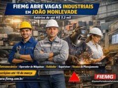 FIEMG abre vagas industriais em João Monlevade com salários de até R$ 7,2 mi, confira as funções