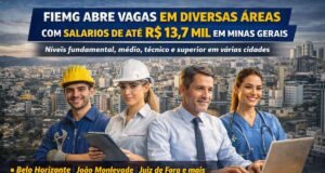 FIEMG abre vagas em diversas áreas com salários de até R$ 13,7 mil em Minas Gerais
