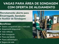 Empresa oferece alojamento e abre oportunidades para Encarregado, Sondador e Auxiliar, saiba como eviar o seu currículo!