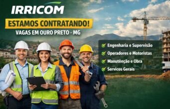 Irricom abre diversas vagas de emprego para nova obra em Ouro Preto, saiba como enviar seu currículo