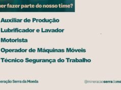 Mineradora abre vagas de emprego em Itabirito para residentes em Conselheiro Lafaiete ou Congonhas