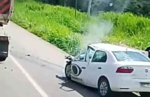 Vídeo; Acidente na BR-381 envolve equipe da TV Band Minas e deixa um morto em Sabará