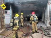 Vídeo; Fogo de grandes proporções consome comércio, queima seis motocicletas e afeta hotel em João Monlevade