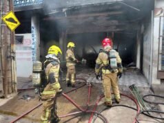 Vídeo; Fogo de grandes proporções consome comércio, queima seis motocicletas e afeta hotel em João Monlevade