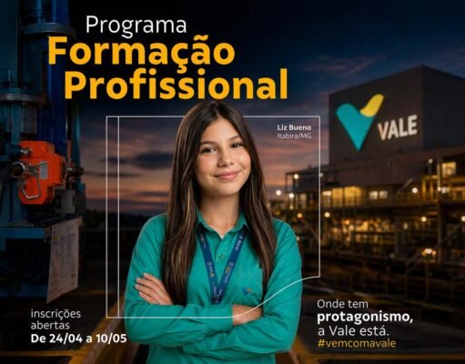 Vale abre inscrições para Programa de Formação Profissional 2026 com salário de até R$ 2,2 mil