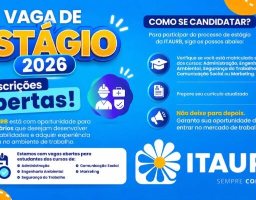 ITAURB abre vagas de estágio 2026 em Itabira; inscrições já estão abertas