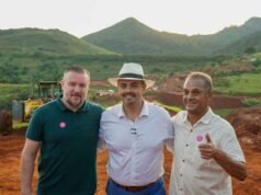 Prefeito de Barão de Cocais Geraldo Abade recebe governador Mateus Simões em visita às obras da MGC-262