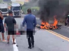 Vídeo; Motociclista morre após colisão com caminhão na BR-381, em João Monlevade