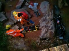 Itabira; Bombeiros socorrem motociclista após queda de ponte em estrada do Forninho