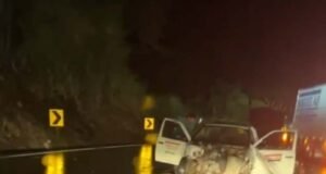 Vídeo; Colisão frontal entre caminhão e Saveiro deixa um ferido na BR-381 entre São Gonçalo e João Monlevade
