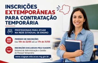 SEE/MG abre inscrições extemporâneas para contratação temporária de profissionais da educação