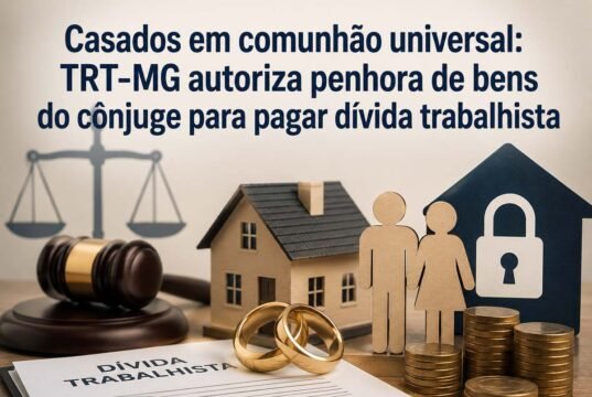 Casados em comunhão universal: TRT-MG autoriza penhora de bens do cônjuge para pagar dívida trabalhista